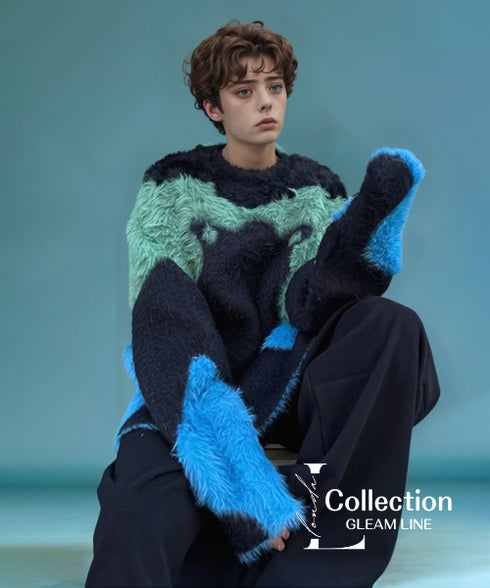 Color-matching shaggy sweater